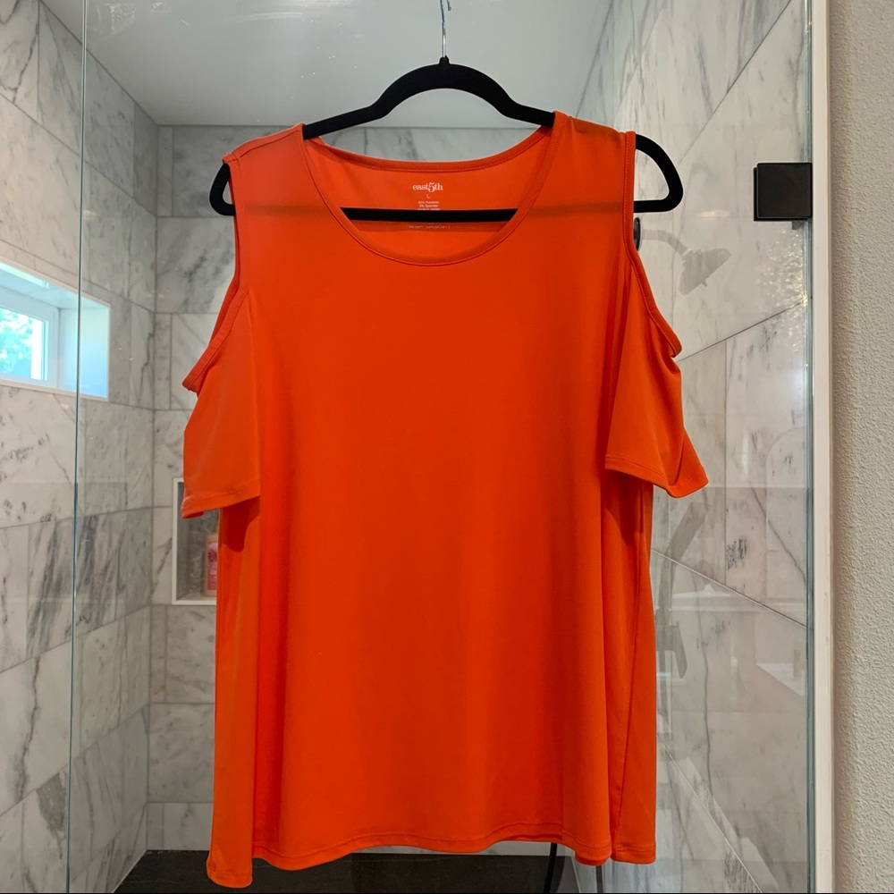 Orange Cold Shoulder Top East 5th